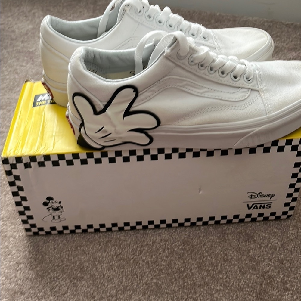 Vans Disney White Sneakers with Mickey Hand Design